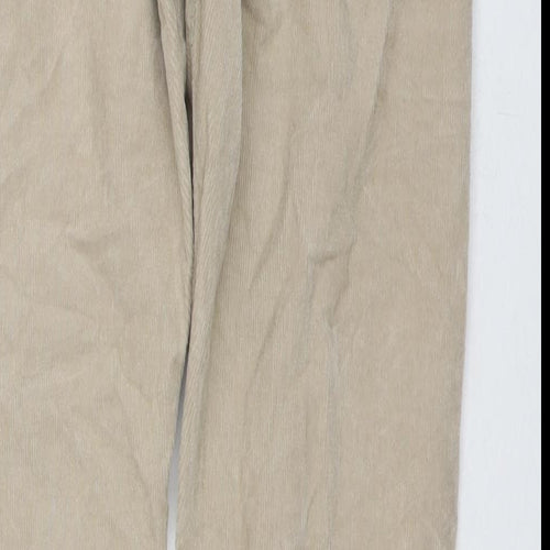 Marks and Spencer Mens Beige Cotton Trousers Size 34 in L33 in Regular Zip