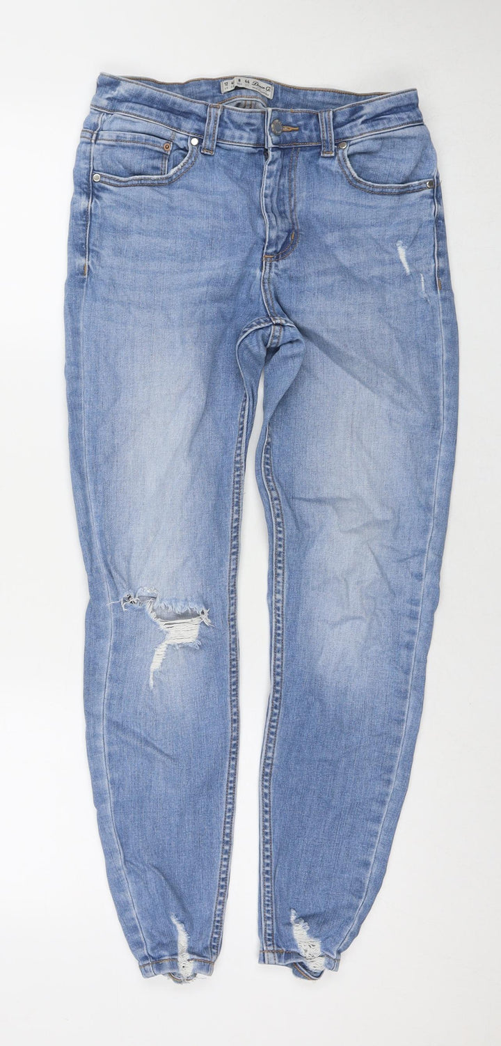 Denim & Co. Womens Blue Cotton Skinny Jeans Size 12 L28 in Regular Zip