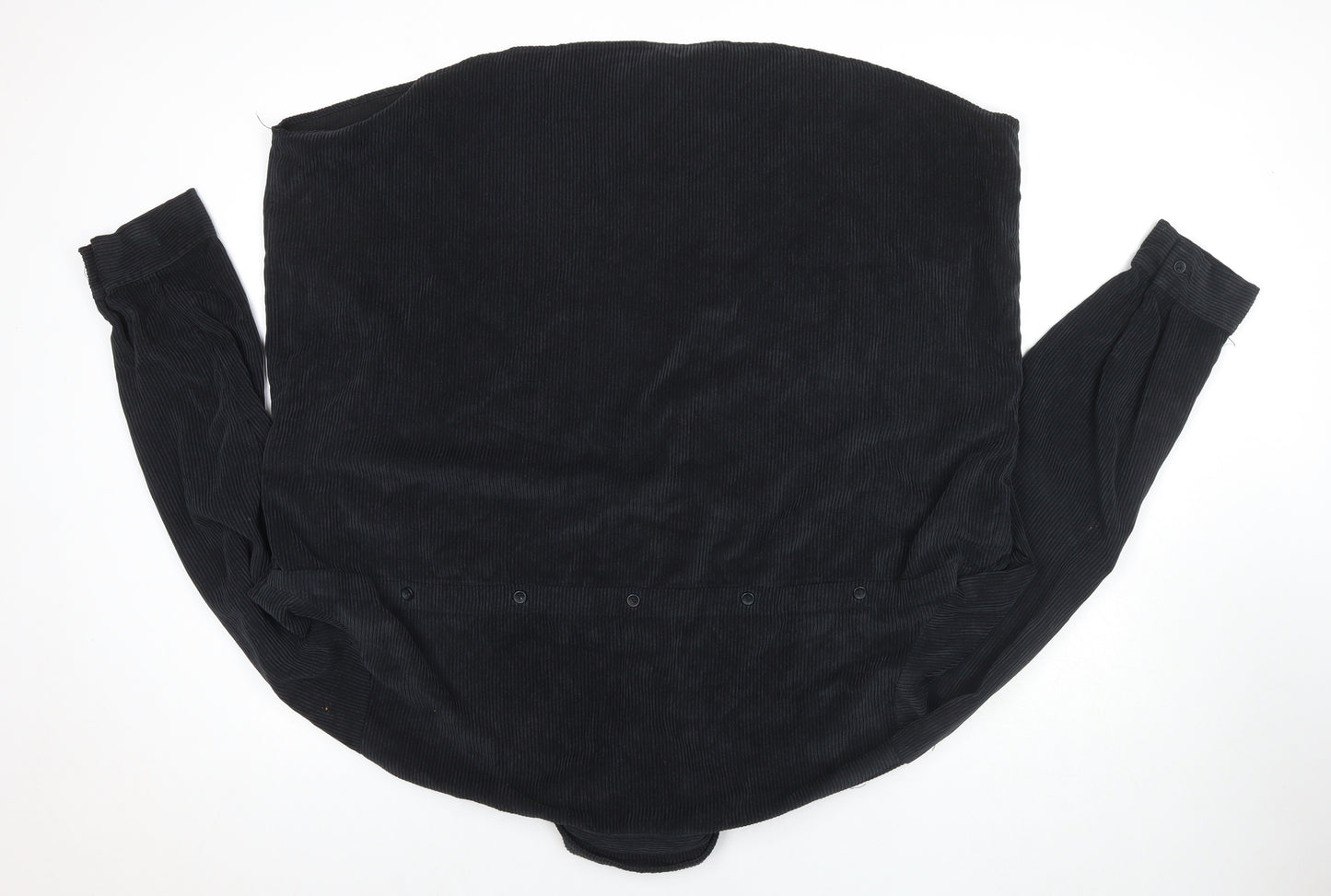 Audrey Mens Black Polyester Button-Up Size S Collared Button - Size S/M