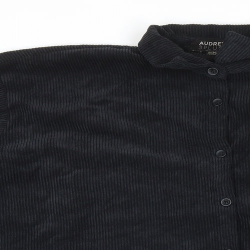Audrey Mens Black Polyester Button-Up Size S Collared Button - Size S/M