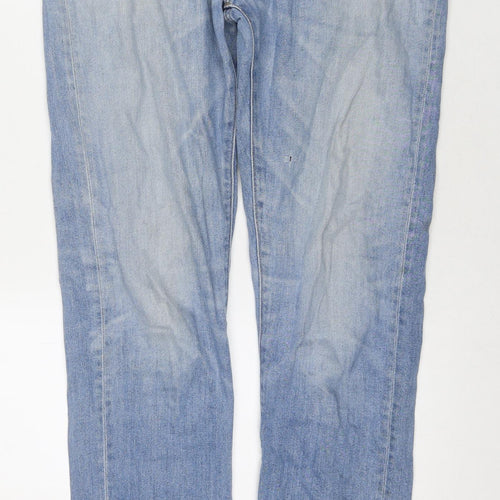 Uniqlo Mens Blue Cotton Straight Jeans Size 32 in L36 in Regular Zip