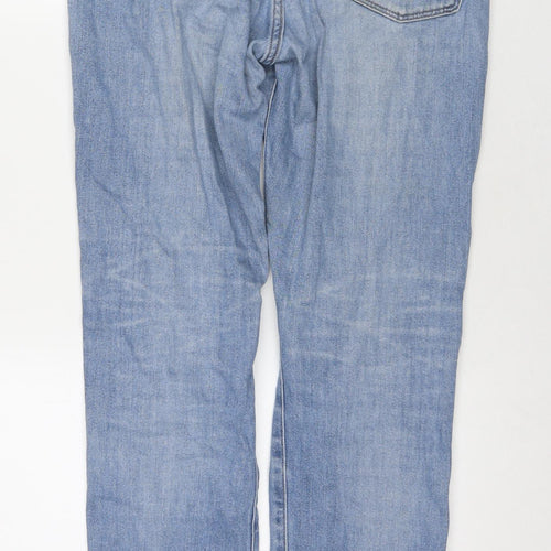 Uniqlo Mens Blue Cotton Straight Jeans Size 32 in L36 in Regular Zip