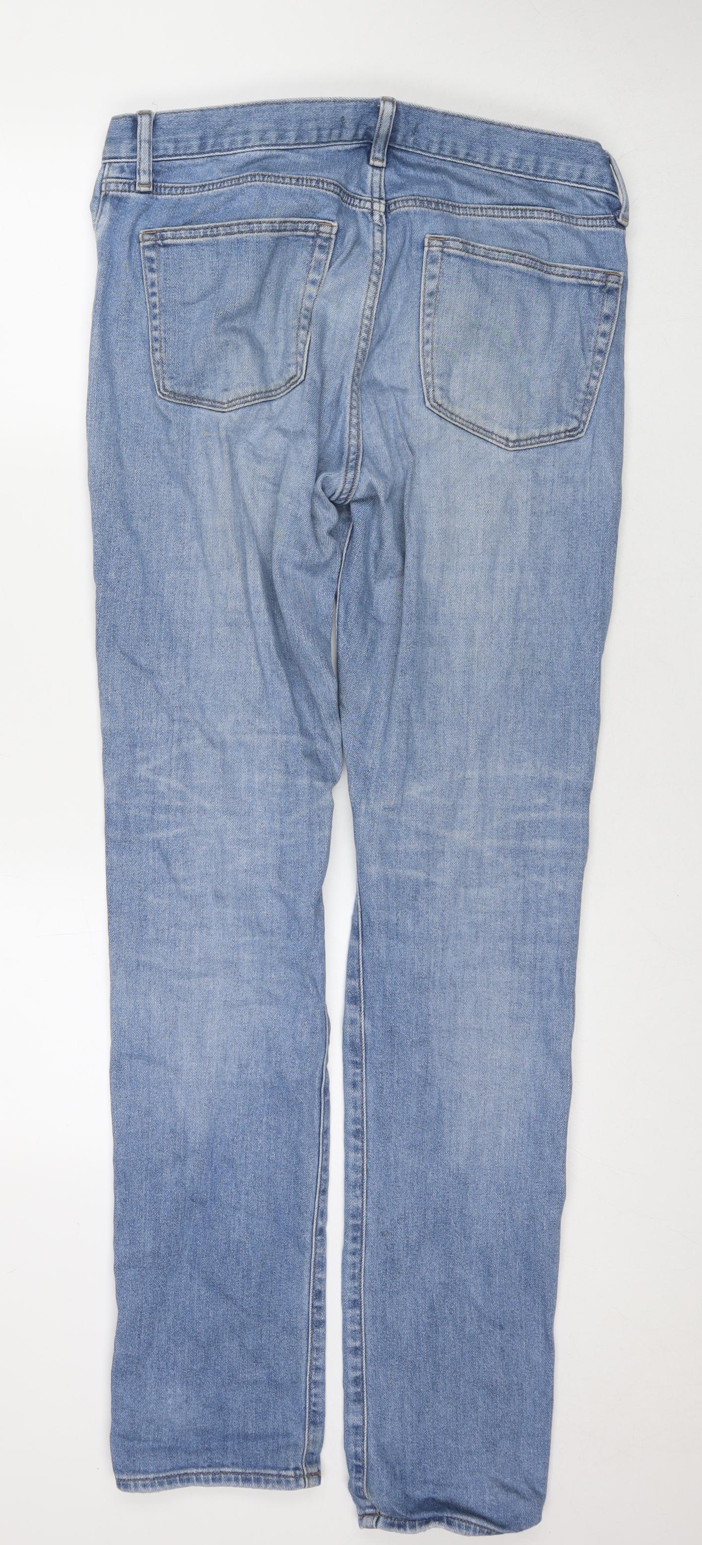 Uniqlo Mens Blue Cotton Straight Jeans Size 32 in L36 in Regular Zip