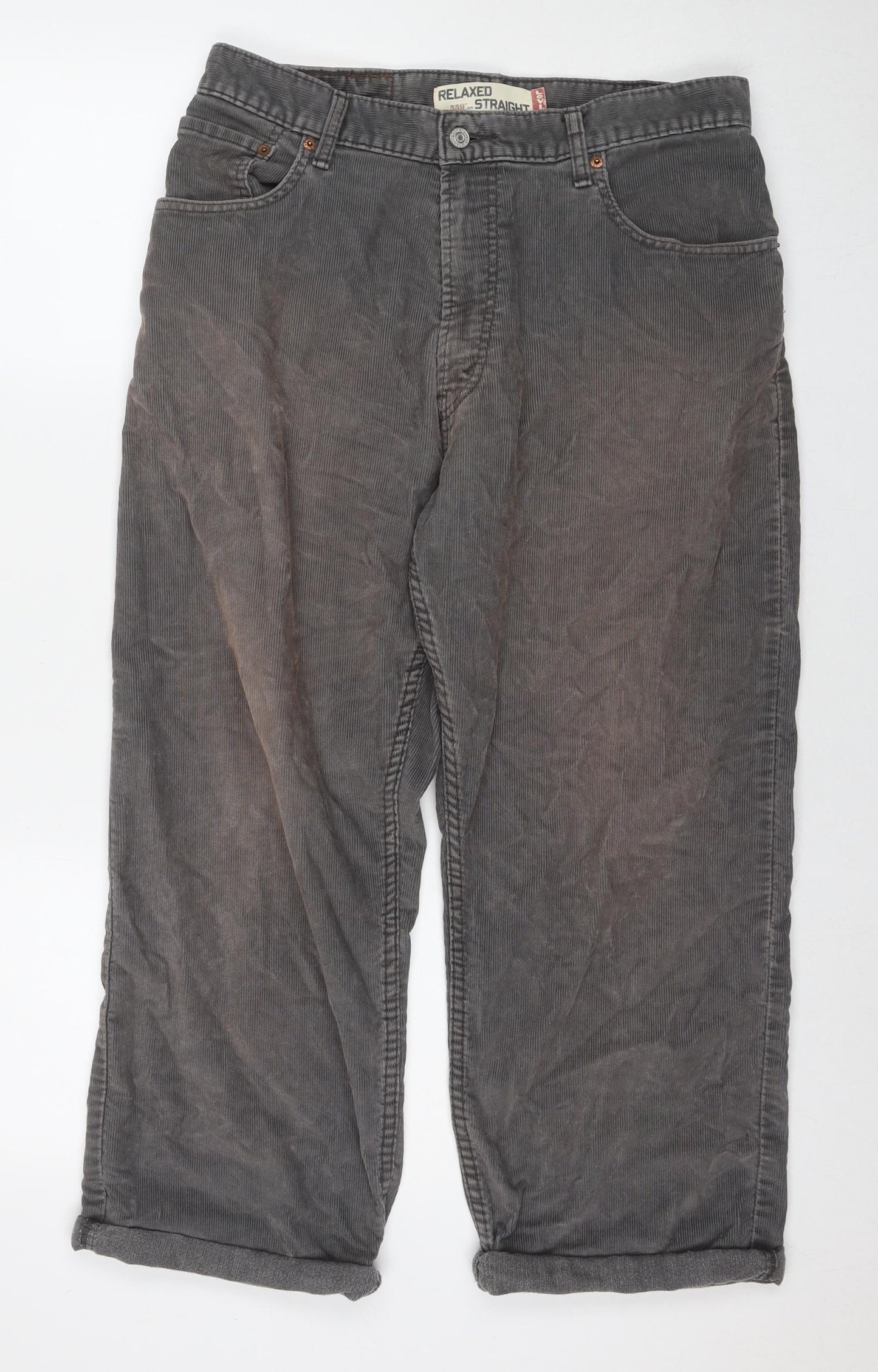 Levi's Mens Grey Cotton Trousers Size 36 in L34 in Relaxed Zip