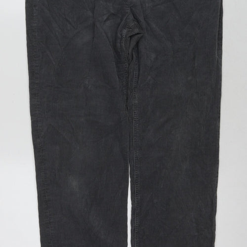 Jaeger Womens Grey Cotton Trousers Size 12 L30 in Regular Zip