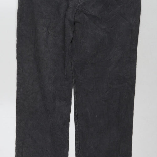 Jaeger Womens Grey Cotton Trousers Size 12 L30 in Regular Zip