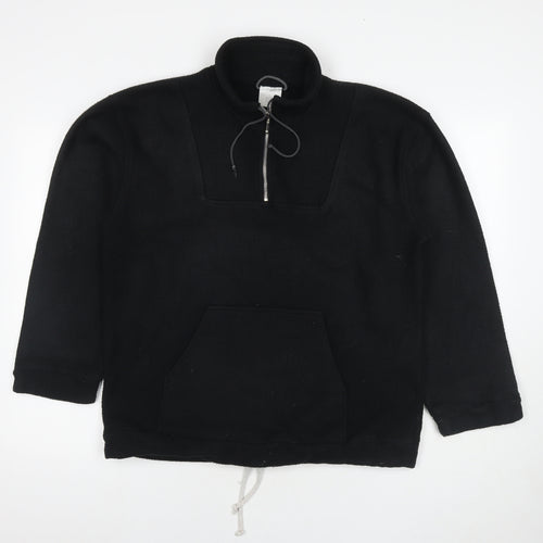 Casual Womens Black Polyester Pullover Sweatshirt Size 10 Zip - Size 10-12