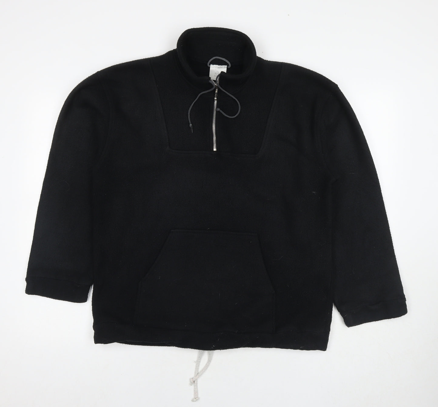 Casual Womens Black Polyester Pullover Sweatshirt Size 10 Zip - Size 10-12