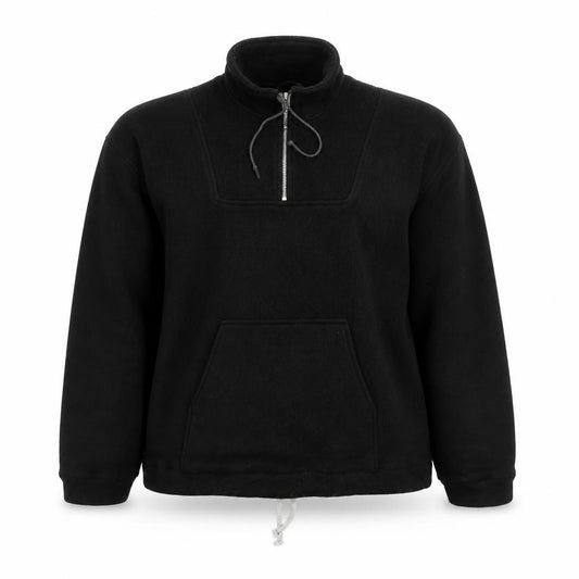 Front view of Casual women’s black polyester pullover sweatshirt, size UK 10, zip -, size UK 10-12