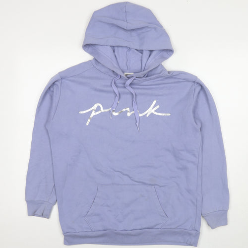 PINK Womens Purple Cotton Pullover Hoodie Size XS Pullover - Logo