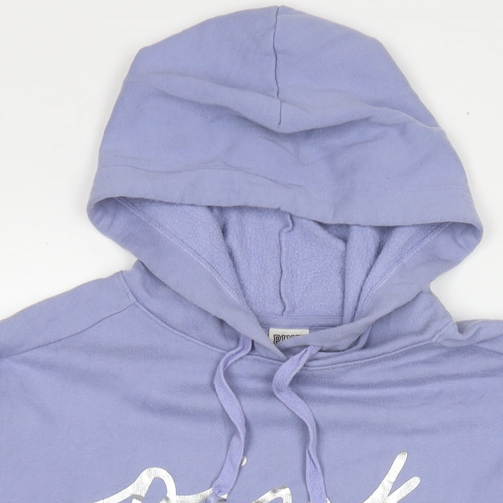 PINK Womens Purple Cotton Pullover Hoodie Size XS Pullover - Logo