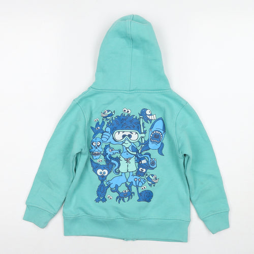 Saltrock Boys Blue Cotton Full Zip Hoodie Size 4-5 Years Zip - Logo Sea Animals