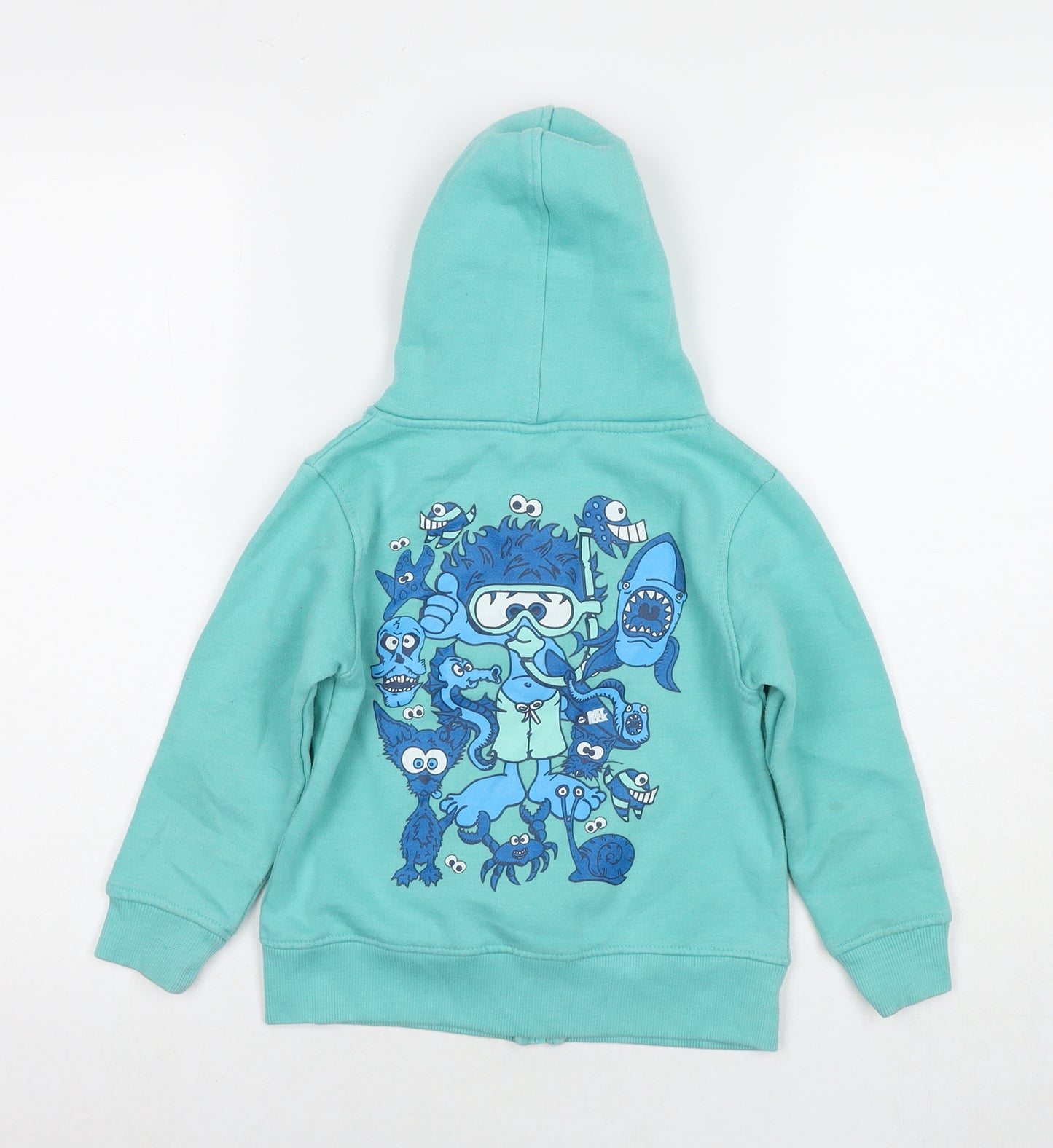 Saltrock Boys Blue Cotton Full Zip Hoodie Size 4-5 Years Zip - Logo Sea Animals