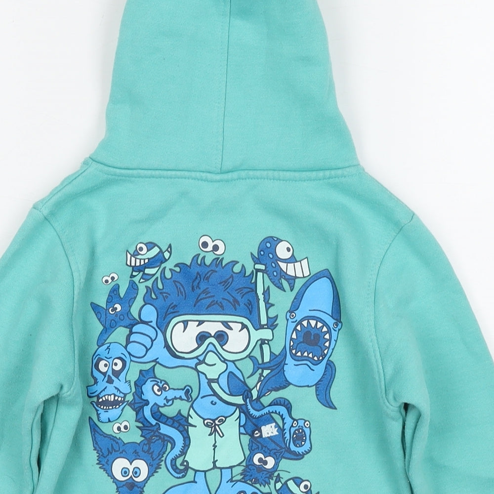 Saltrock Boys Blue Cotton Full Zip Hoodie Size 4-5 Years Zip - Logo Sea Animals