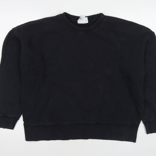 Zara Womens Black Cotton Pullover Sweatshirt Size L Pullover