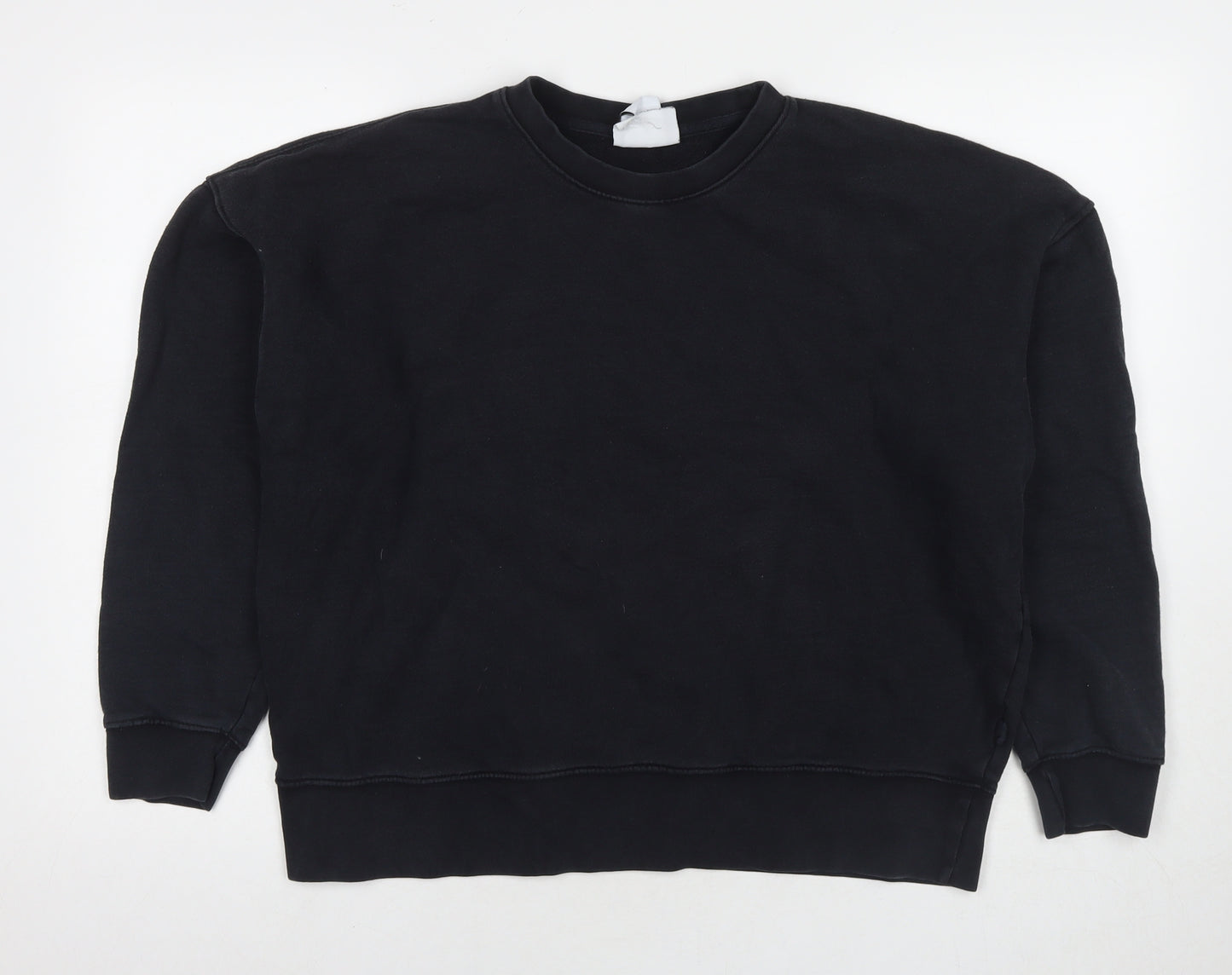 Zara Womens Black Cotton Pullover Sweatshirt Size L Pullover