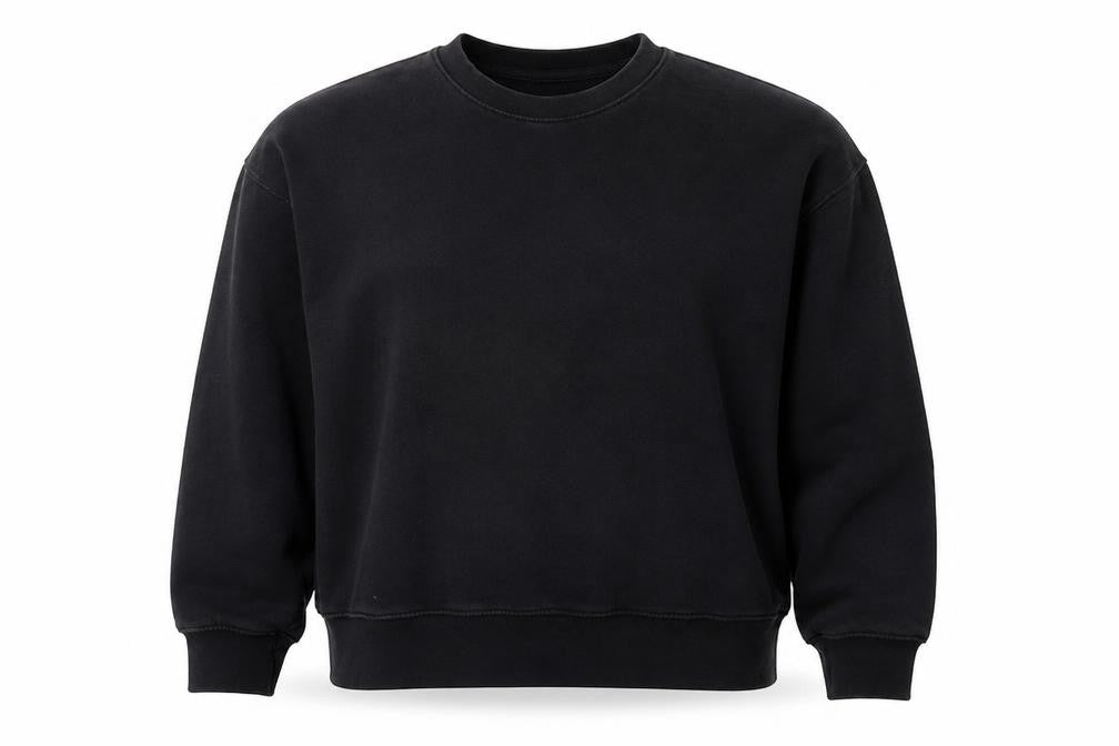 Front view of Zara women’s black cotton pullover sweatshirt, size L, pullover