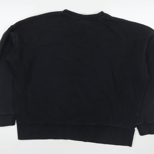 Zara Womens Black Cotton Pullover Sweatshirt Size L Pullover