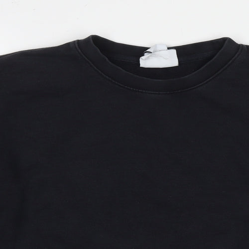 Zara Womens Black Cotton Pullover Sweatshirt Size L Pullover