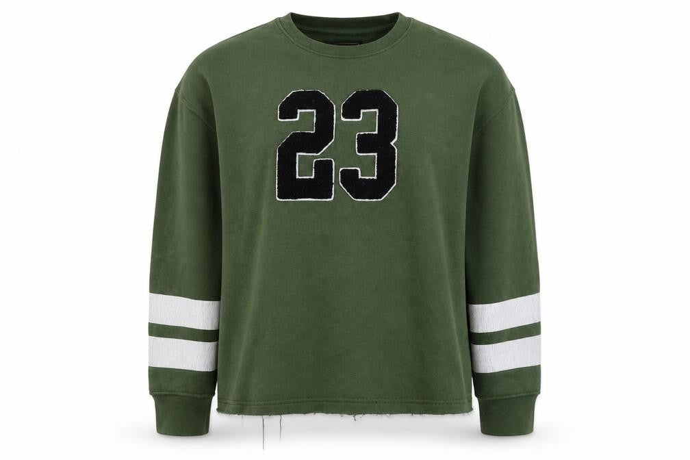 Front view of Genetic Apparel women’s green cotton pullover sweatshirt, size M, pullover - 23
