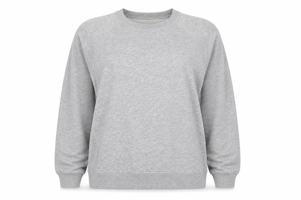 Front view of H&M women’s blue cotton pullover sweatshirt, size M, pullover