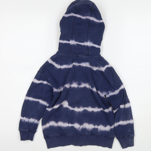 NEXT Girls Blue Striped Cotton Full Zip Hoodie Size 7 Years Zip
