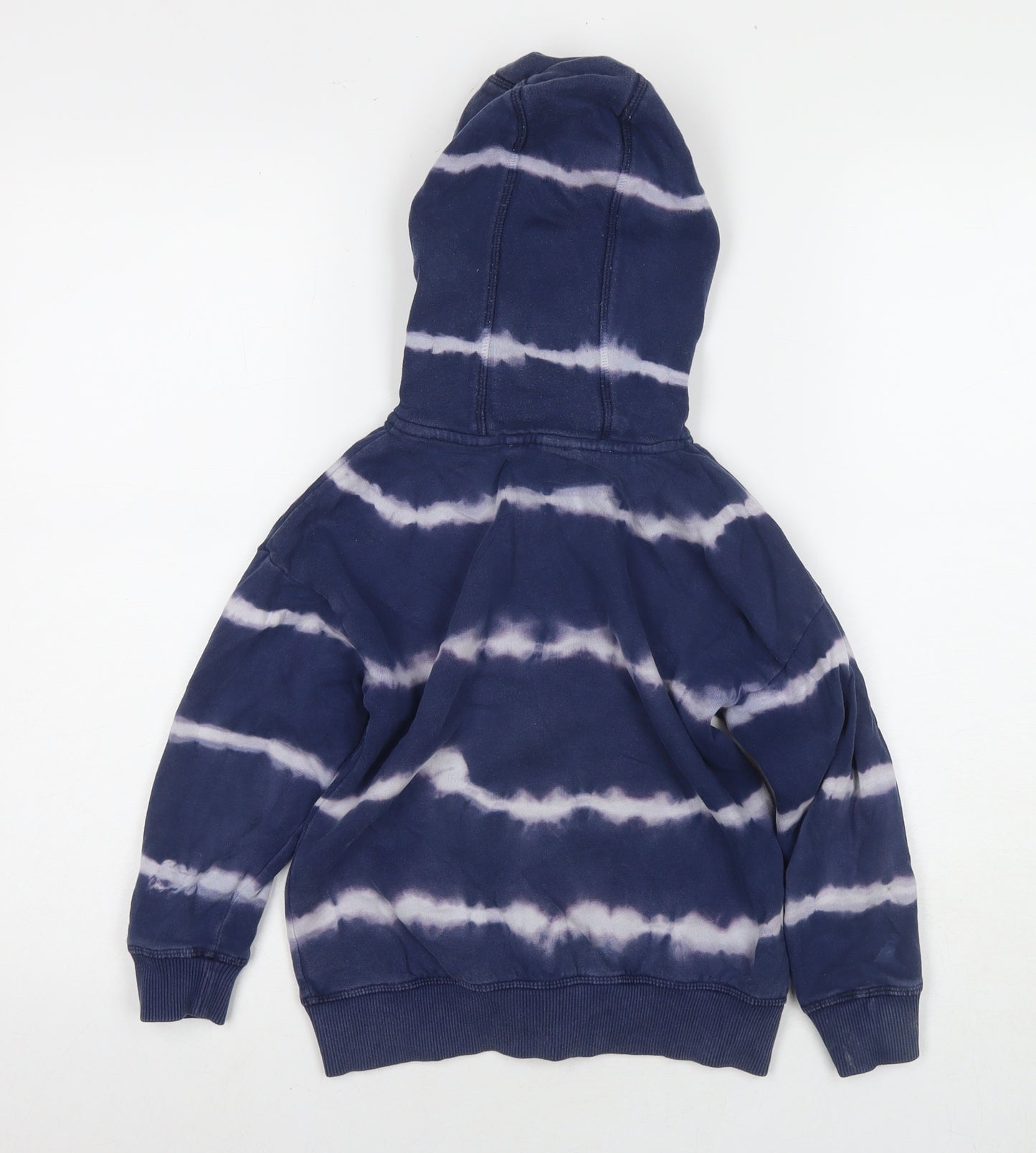 NEXT Girls Blue Striped Cotton Full Zip Hoodie Size 7 Years Zip