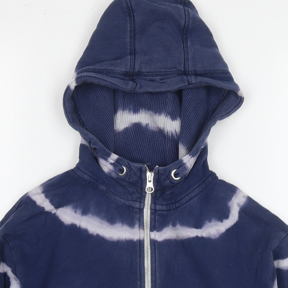 NEXT Girls Blue Striped Cotton Full Zip Hoodie Size 7 Years Zip