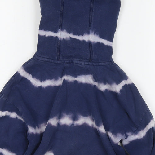 NEXT Girls Blue Striped Cotton Full Zip Hoodie Size 7 Years Zip