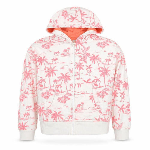 Marks and Spencer Girls White Floral Cotton Full Zip Hoodie Size 12-13 Years Zip