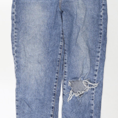 New Look Womens Blue Polyester Blend Mom Jeans Size 8 L29 in Regular Zip