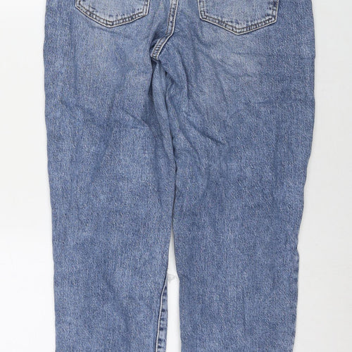 New Look Womens Blue Polyester Blend Mom Jeans Size 8 L29 in Regular Zip