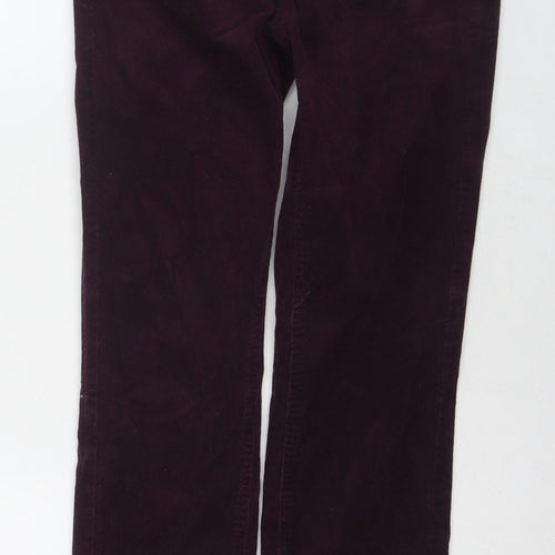 Marks and Spencer Womens Purple Cotton Trousers Size 8 L28 in Regular Zip