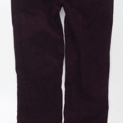 Marks and Spencer Womens Purple Cotton Trousers Size 8 L28 in Regular Zip