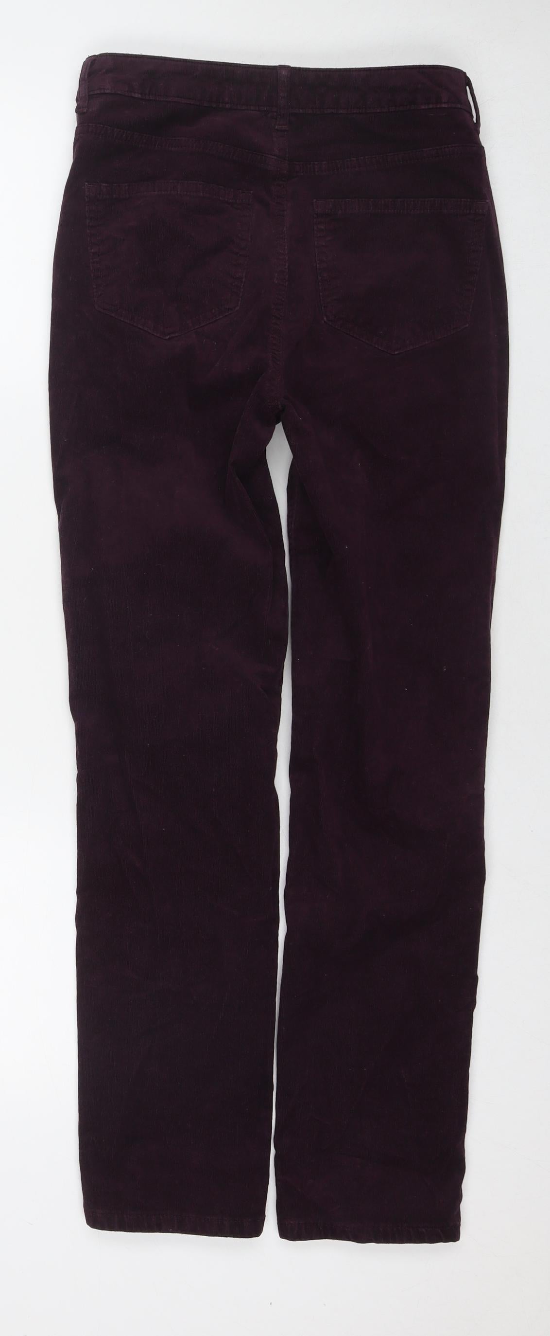 Marks and Spencer Womens Purple Cotton Trousers Size 8 L28 in Regular Zip