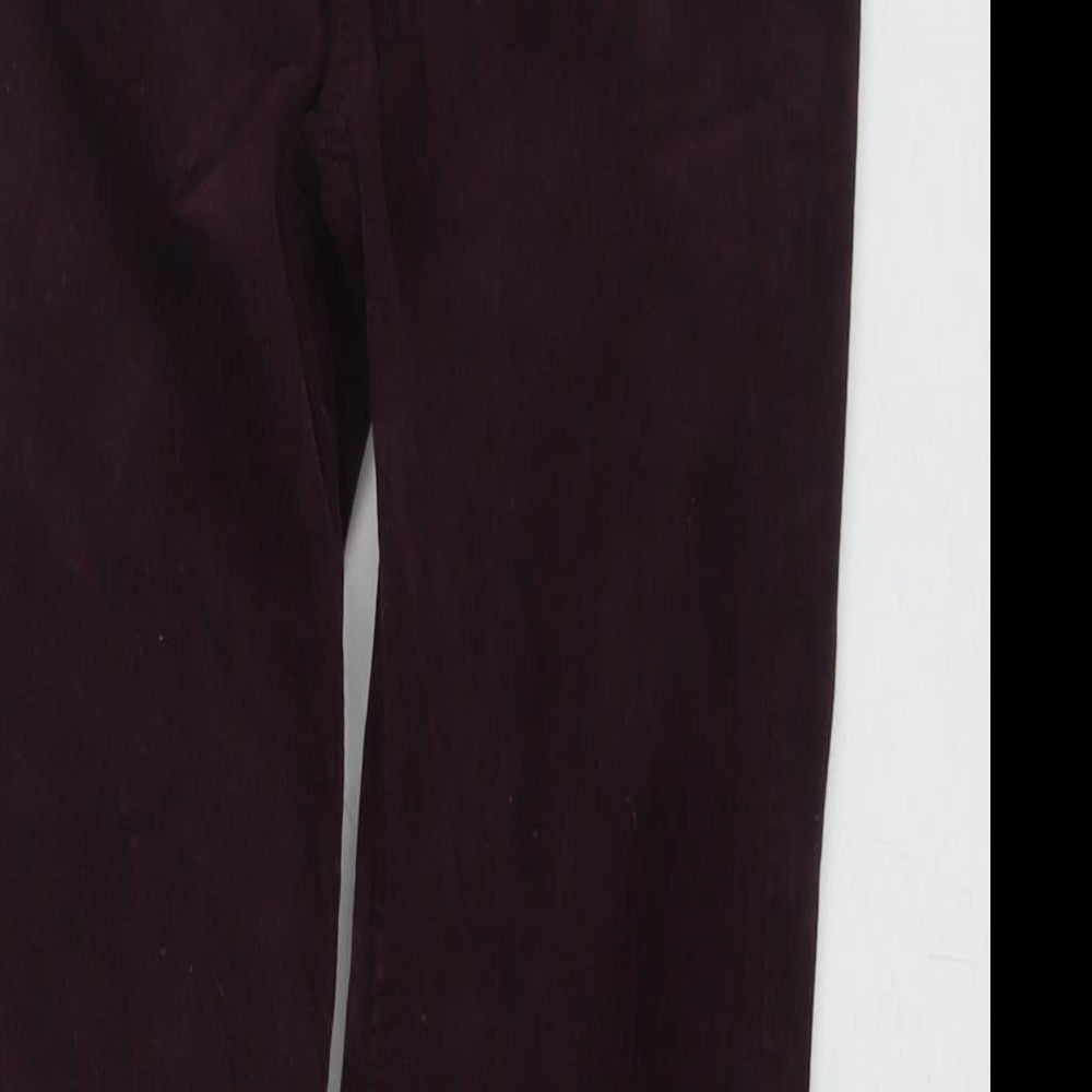 Marks and Spencer Womens Purple Cotton Trousers Size 8 L28 in Regular Zip