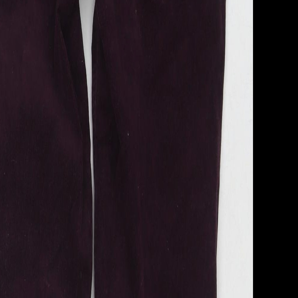 Marks and Spencer Womens Purple Cotton Trousers Size 8 L28 in Regular Zip