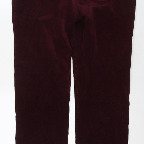 Marks and Spencer Womens Red Cotton Trousers Size 16 L30 in Regular Zip