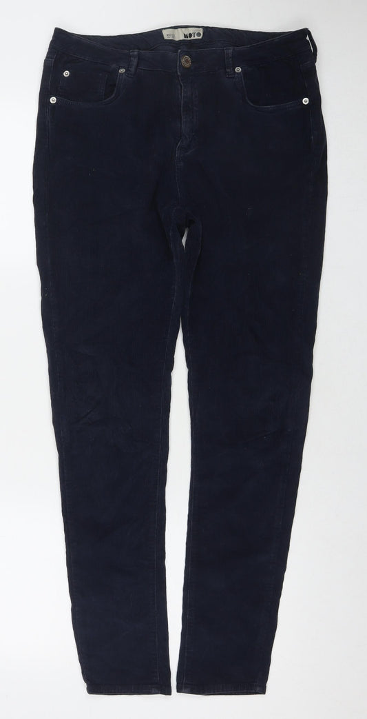 Topshop Mens Blue Cotton Trousers Size 32 in L32 in Regular Zip