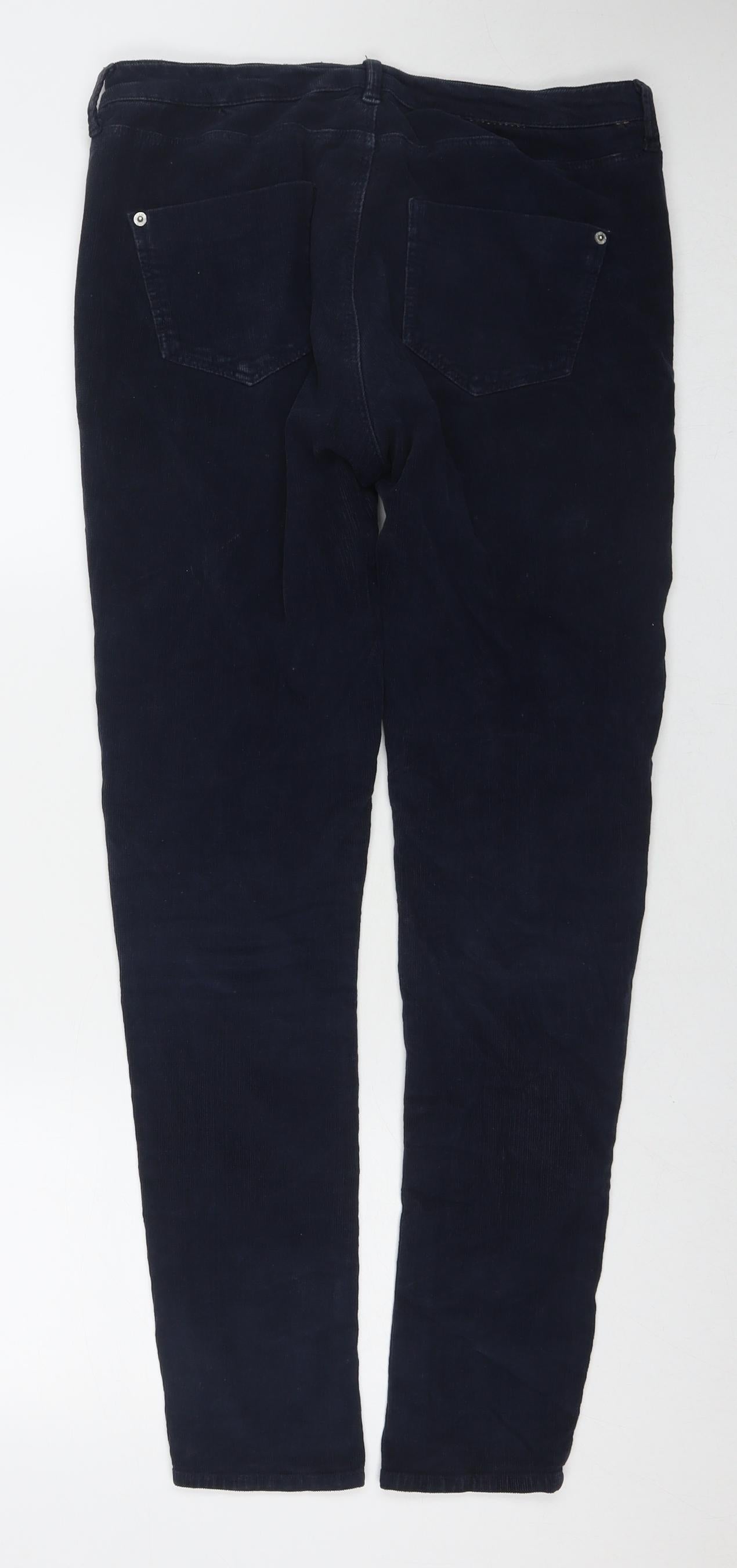 Topshop Mens Blue Cotton Trousers Size 32 in L32 in Regular Zip