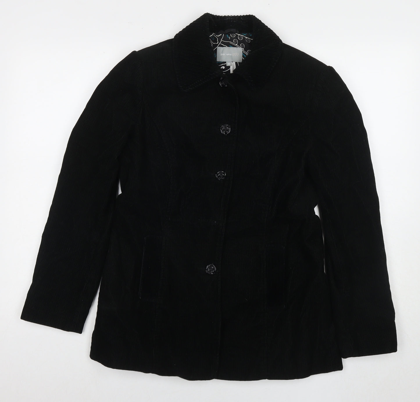 Per Una Womens Black Jacket Blazer Size 10 Buckle