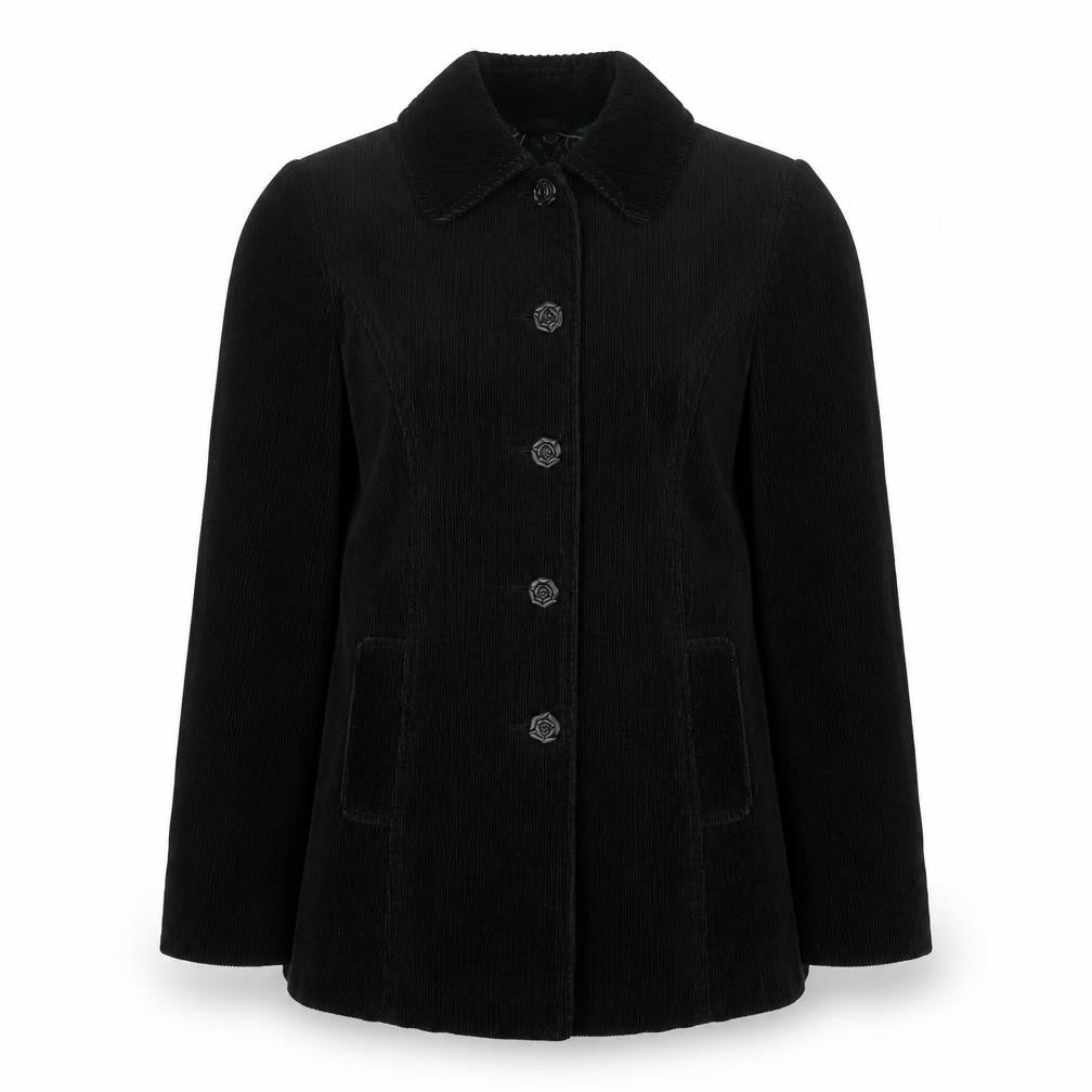 Front view of Per Una women’s black jacket blazer, size UK 10, buckle