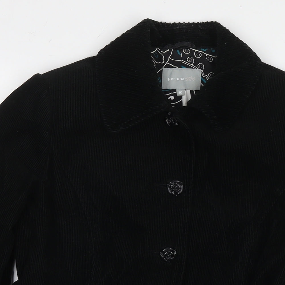Per Una Womens Black Jacket Blazer Size 10 Buckle