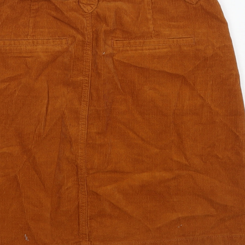 TU Womens Brown Cotton A-Line Skirt Size 8 Button