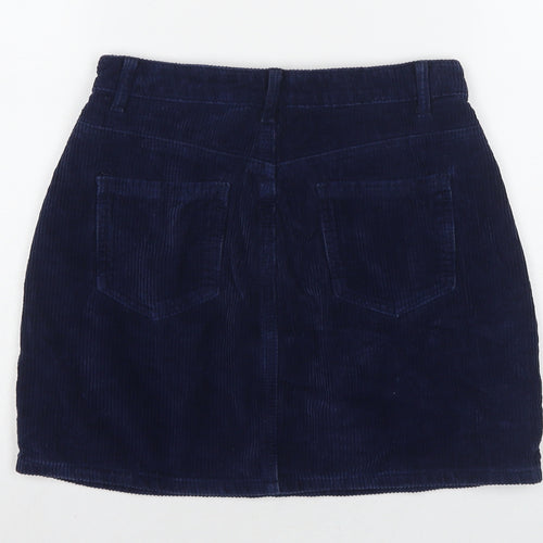 Missguided Womens Blue Cotton A-Line Skirt Size 10 Zip