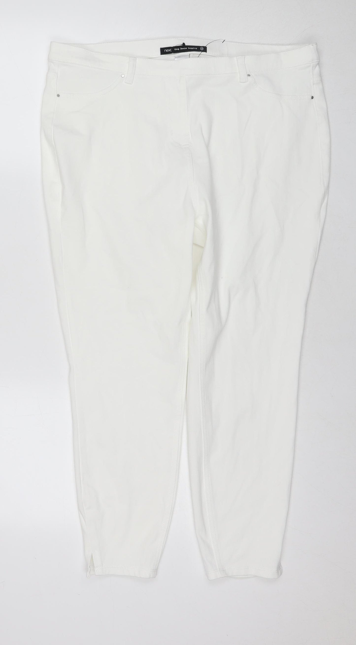 NEXT Womens White Cotton Jegging Jeans Size 18 L24 in Regular