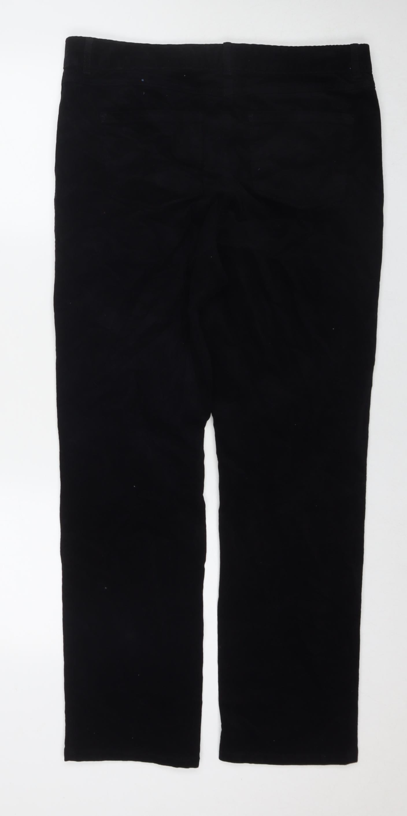Marks and Spencer Womens Black Cotton Trousers Size 14 L29 in Regular Zip