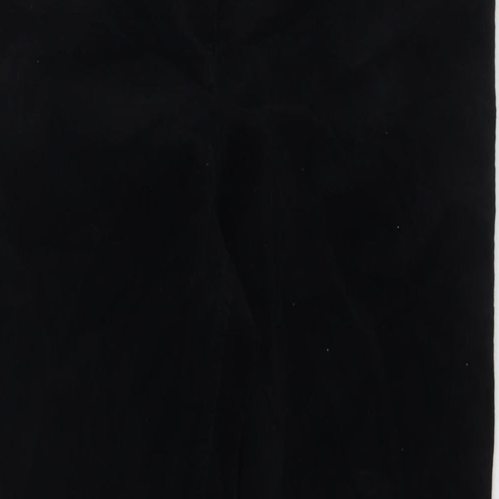 Marks and Spencer Womens Black Cotton Trousers Size 14 L29 in Regular Zip