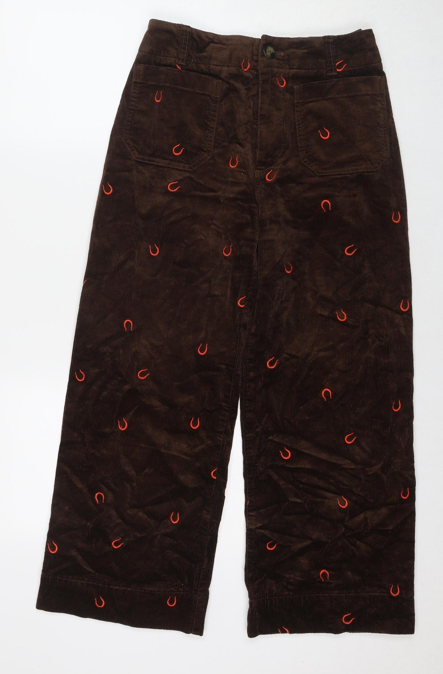 Maeve Womens Brown Cotton Trousers Size 26 in L25 in Regular Zip