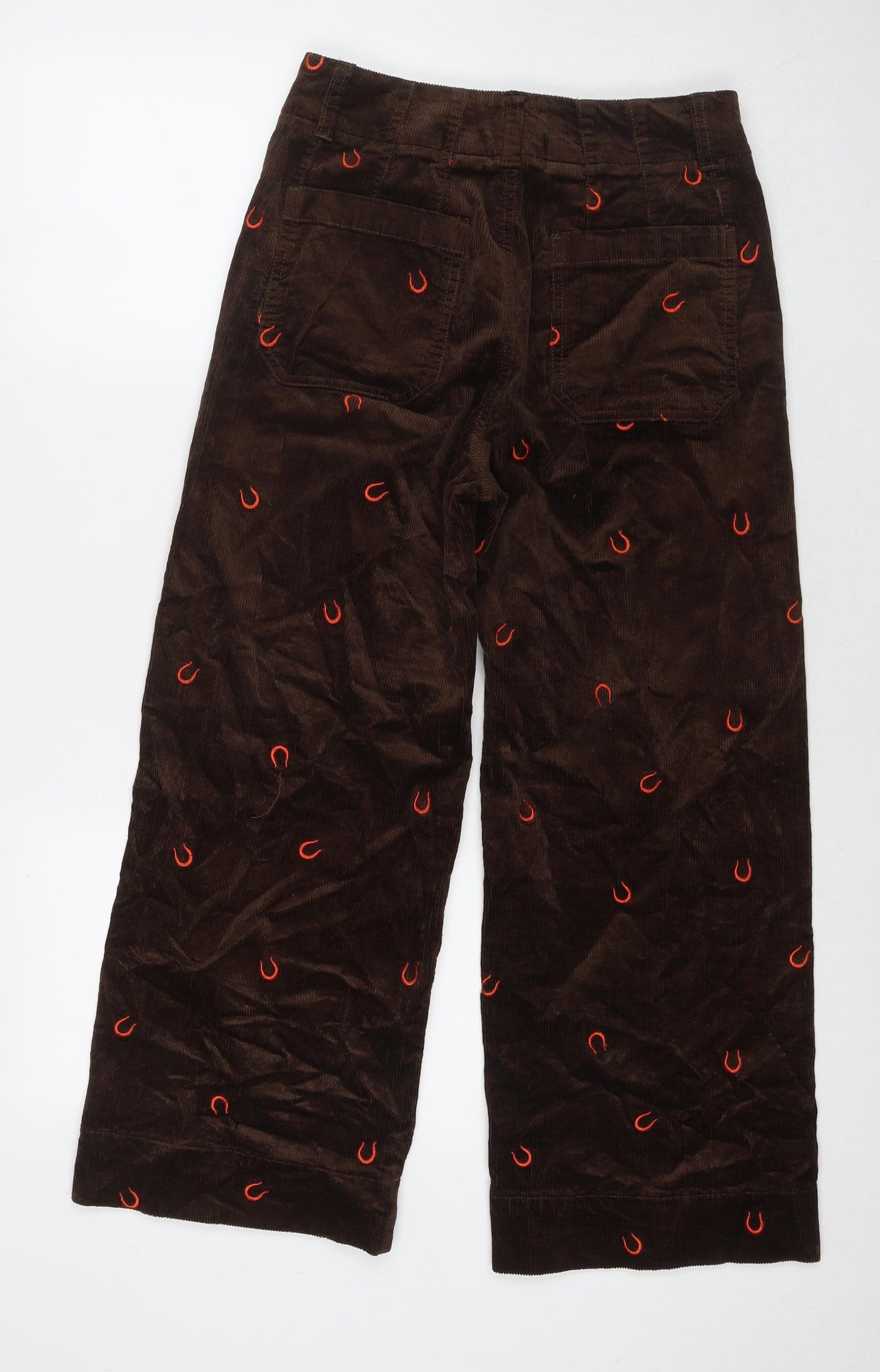 Maeve Womens Brown Cotton Trousers Size 26 in L25 in Regular Zip